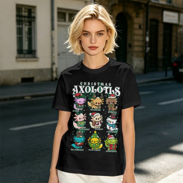 Christmas Axolotls Cute Holiday Graphic T-Shirt Design