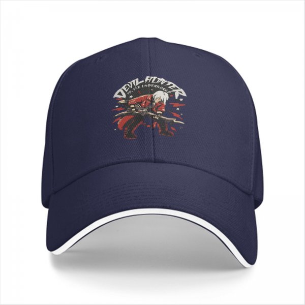 Black Baseball Cap With Devil Hunter Dante Graphic Print