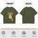 Olive t-shirt with vintage comic style 'I Blew Up The Cat!' print
