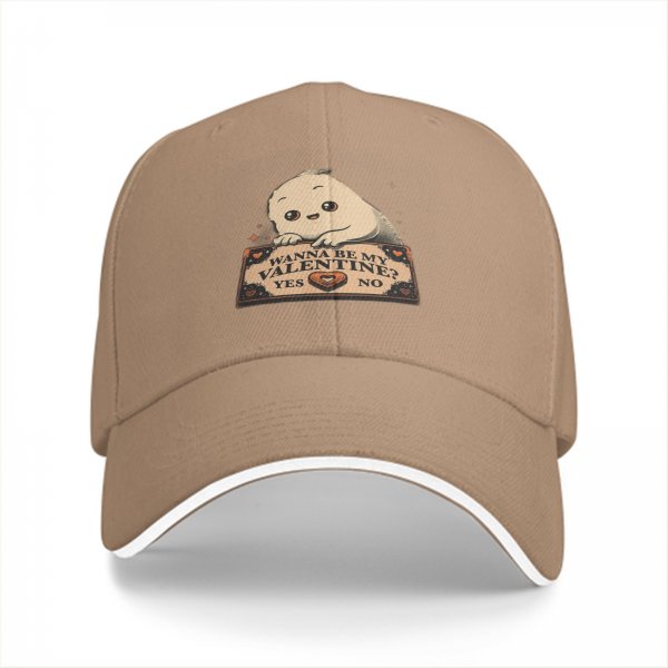 Black baseball cap with cute ghost 'Wanna Be My Valentine?' print