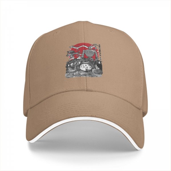 Black Baseball Cap With Studio Ghibli Inspired Anime Art Print