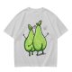 Olive Green T-Shirt With Two Cartoon Pears In Love Graphic