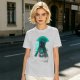 Olive T-Shirt With Glowing Teal Mushroom Creature And Moon Print