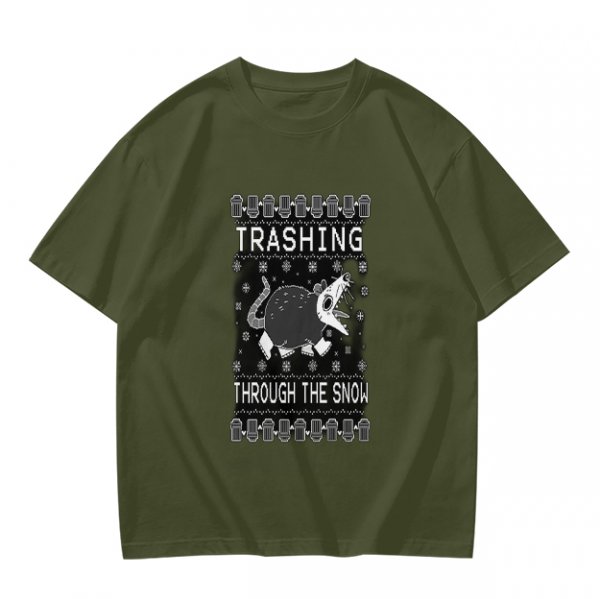 Trashing Through The Snow Christmas Rat Graphic T-Shirt