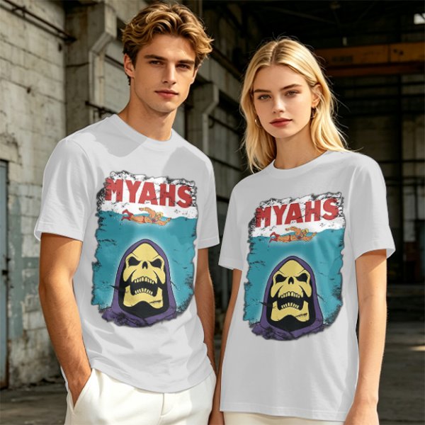 Olive Graphic T-Shirt with Skeletor Jaws Parody Art