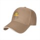 Black baseball cap with crying yellow duck and rainbow graphic