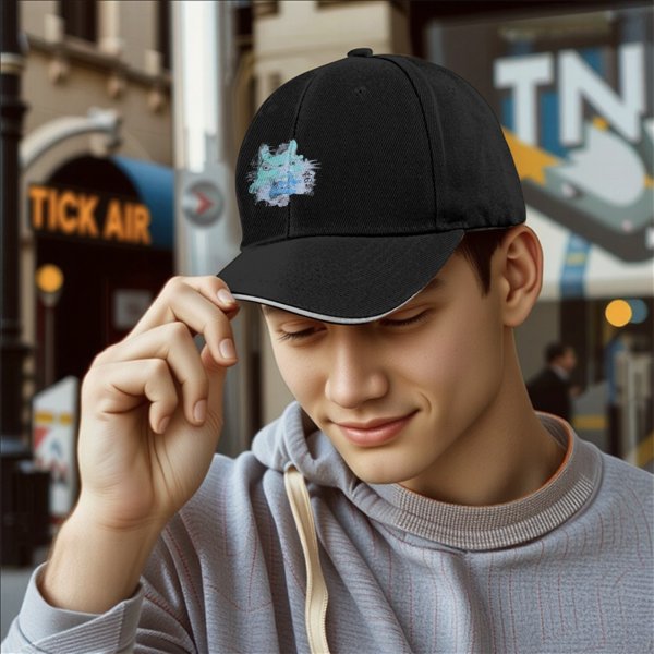 Black Baseball Cap With Watercolor Forest Spirit Art Print