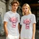 Olive T-Shirt With Cute Axolotl Holding Hot Drink Print