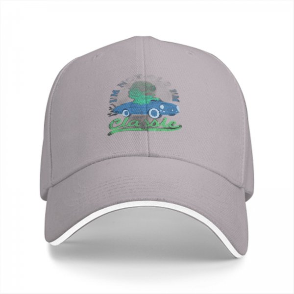 Black baseball cap with classic car and green character graphic