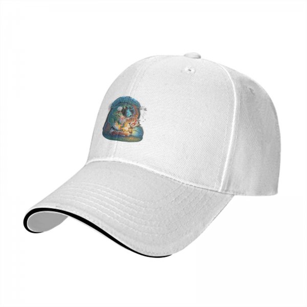 Black Baseball Cap with Whimsical Fantasy Character Art Print