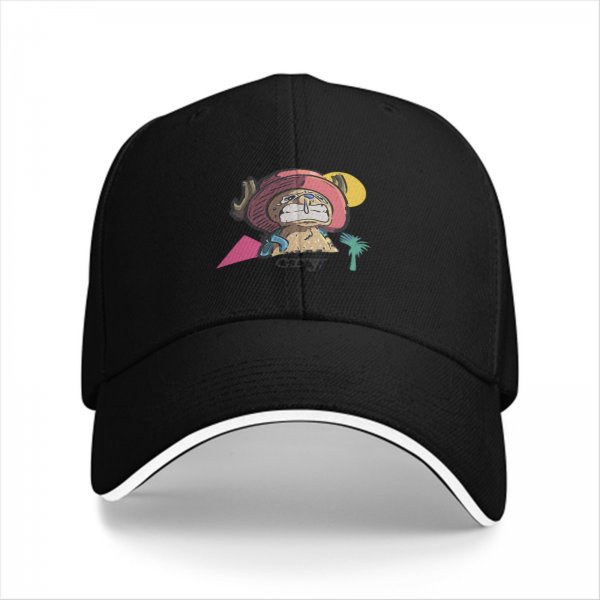 Black Baseball Cap with One Piece Tony Tony Chopper Graphic