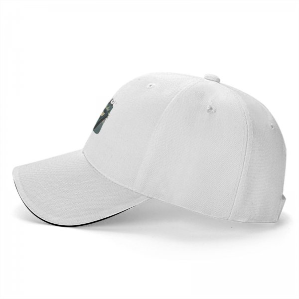 Black baseball cap with retro grumpy tabby cat and old mobile print
