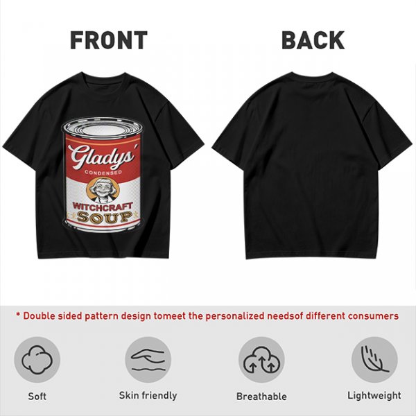 Olive T-Shirt With Gladys' Witchcraft Soup Can Graphic