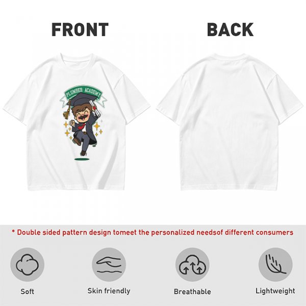 Plumber Academy Graduate Cartoon Character Graphic T-Shirt