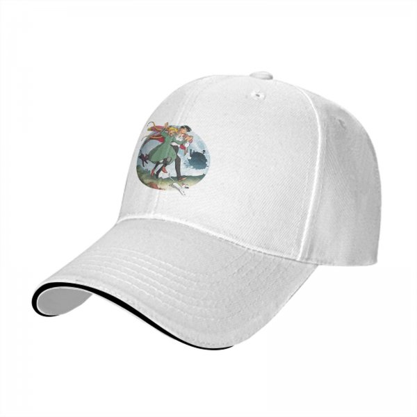 Black Baseball Cap with Howl’s Moving Castle Dancing Characters Print
