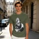Olive T-Shirt With Panda Eating Ramen Graphic Print