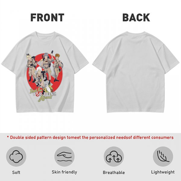 Olive T-shirt with Ghostbusters parody female character graphic print