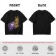 Olive T-shirt with a cartoon cat emerging from a purple chocolate wrapper print