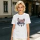 Olive T-shirt with Cartoon Group of Four People and Bowls Print