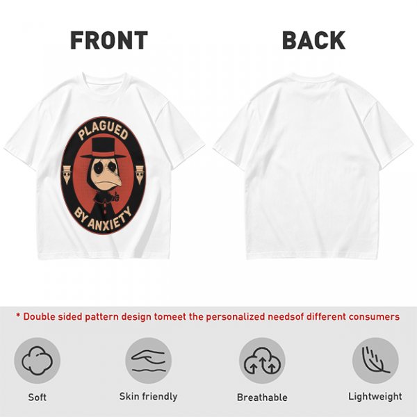 Olive T-Shirt With Plagued By Anxiety Plague Doctor Graphic