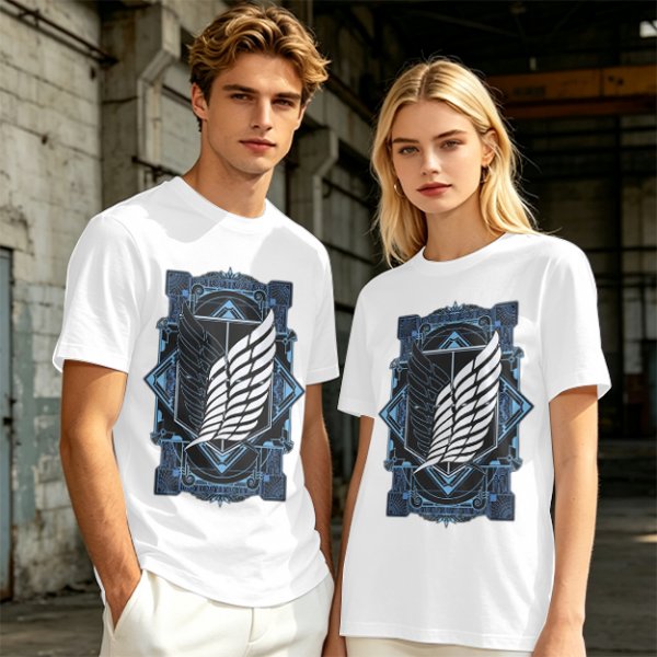 Olive T-Shirt With Attack on Titan Survey Corps Wings Print