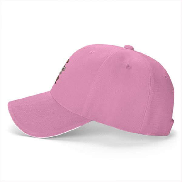 Black baseball cap with cute slow foods themed cartoon print