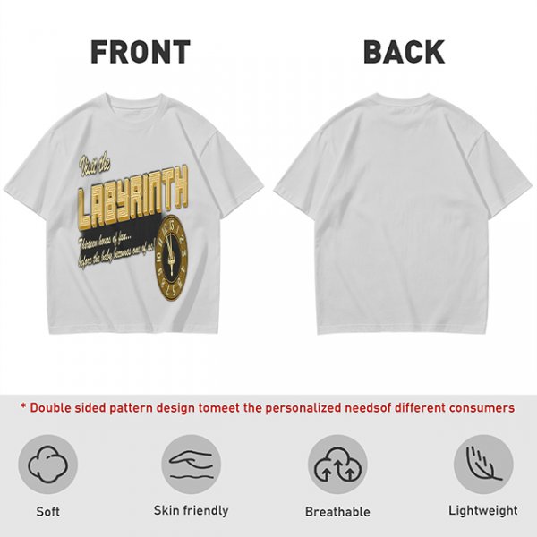 Visit the Labyrinth Themed Graphic Tee with Clock Design