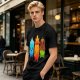 Olive T-Shirt With Cute Water Fire And Earth Elemental Characters