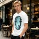 Olive T-Shirt With Silhouetted Forest Scene And Two Figures