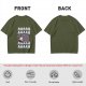 Olive t-shirt with screaming baby hippo and repeated A text