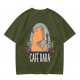 Olive t-shirt with capybara drinking coffee graphic