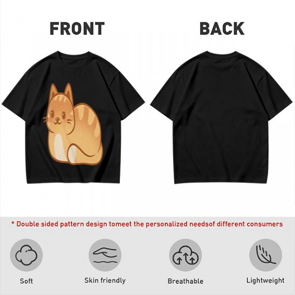 Olive Green T-Shirt With Cute Orange Tabby Cat Graphic