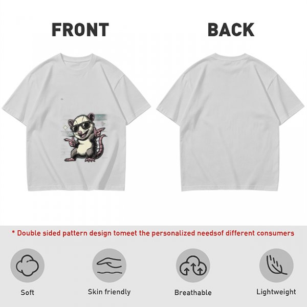 Olive T-Shirt With Cool Sunglass Wearing Opossum Graphic