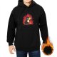 Black hoodie with grumpy toucan on flames graphic