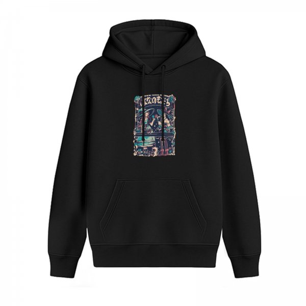 Black Hoodie With Vintage Japanese Graphic Print