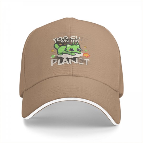 Too Cute For This Planet Alien Cat Graphic Baseball Cap