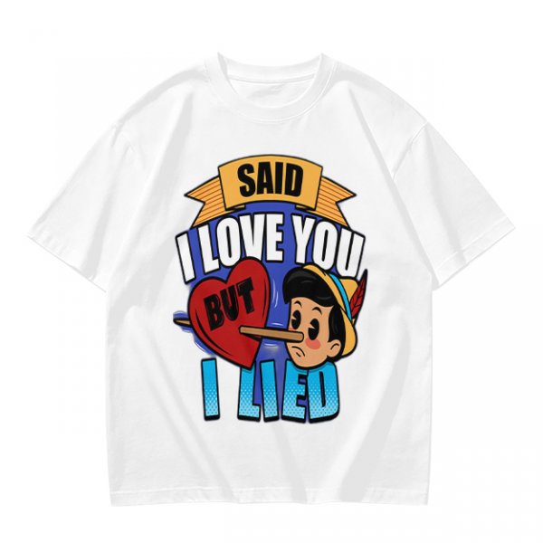 Olive t-shirt with Pinocchio 'Said I Love You But I Lied' print