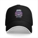 Black baseball cap with cute bat graphic and 'Bite First Ask Later' text