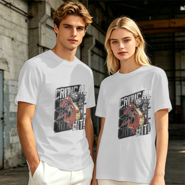 Critical Hit Dragon D20 DnD Themed Graphic T-Shirt