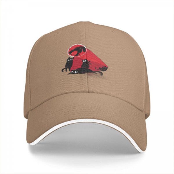 Black Baseball Cap With Playful Black Cat Red Graphic Design
