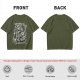 Olive t-shirt with medieval wanderer graphic and gothic text print