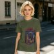 Olive t-shirt with 'I Have Trust Issues' chibi knight graphic