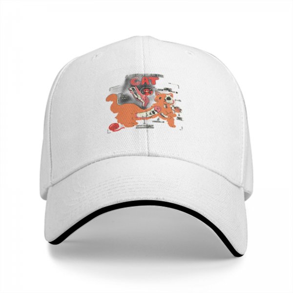 Black Baseball Cap With Funny Anatomy Of The Cat Graphic