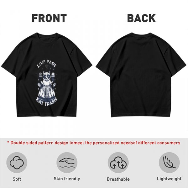 Olive graphic t-shirt with raccoon 'Live Fast Eat Trash' print
