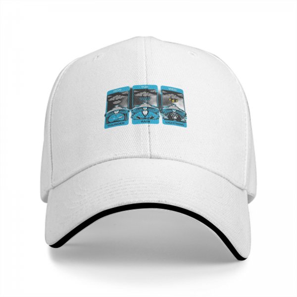 Black Baseball Cap With Thunder Rain Lightning Tarot Card Style Print