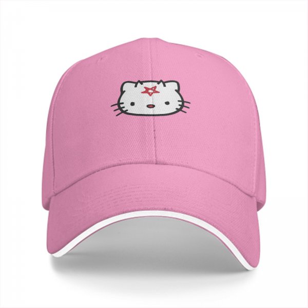 Black Baseball Cap With Pentagram Cat Graphic Design