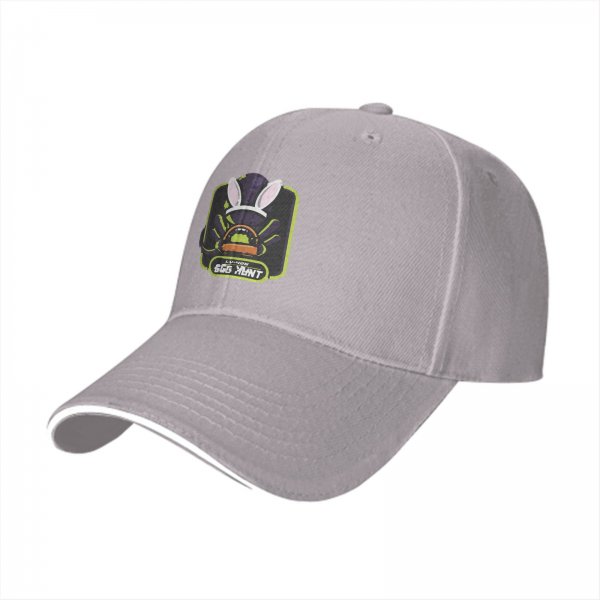 Black baseball cap with bunny ears egg hunt graphic design