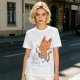 Olive T-Shirt with Cartoon Cat at Grave Print