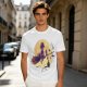 Olive t-shirt with witch flying on broom against full moon