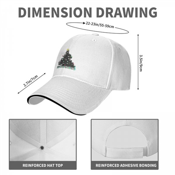 Black Baseball Cap With Cute Soot Sprite Christmas Tree Design